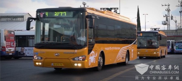 以色列街頭的海格超級(jí)電容客車(chē)