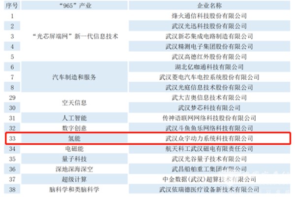 眾宇動力 武漢市 科技領軍企業 燃料電池