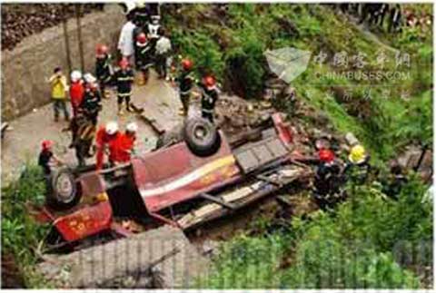 2007年4月23日一輛“渝B64487”客車因搶車道超速行駛墜落十幾米的橋下，致使22人當(dāng)場死亡，10人不同程度受傷。